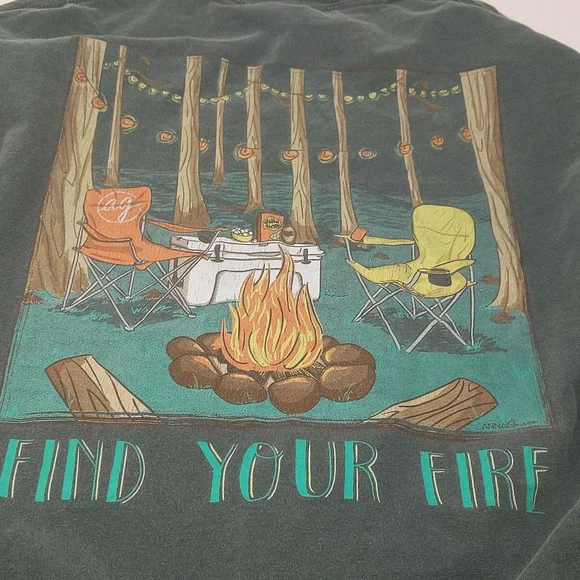 Anna Grace Outdoor Camping Themed Long Sleeve Green T-Shirt Size Medium - Picture 5 of 9